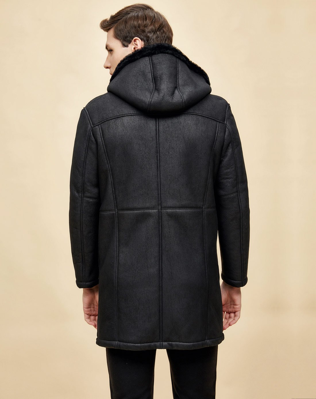 轻奢皮毛一体纯绵羊皮羊毛男士真皮皮衣