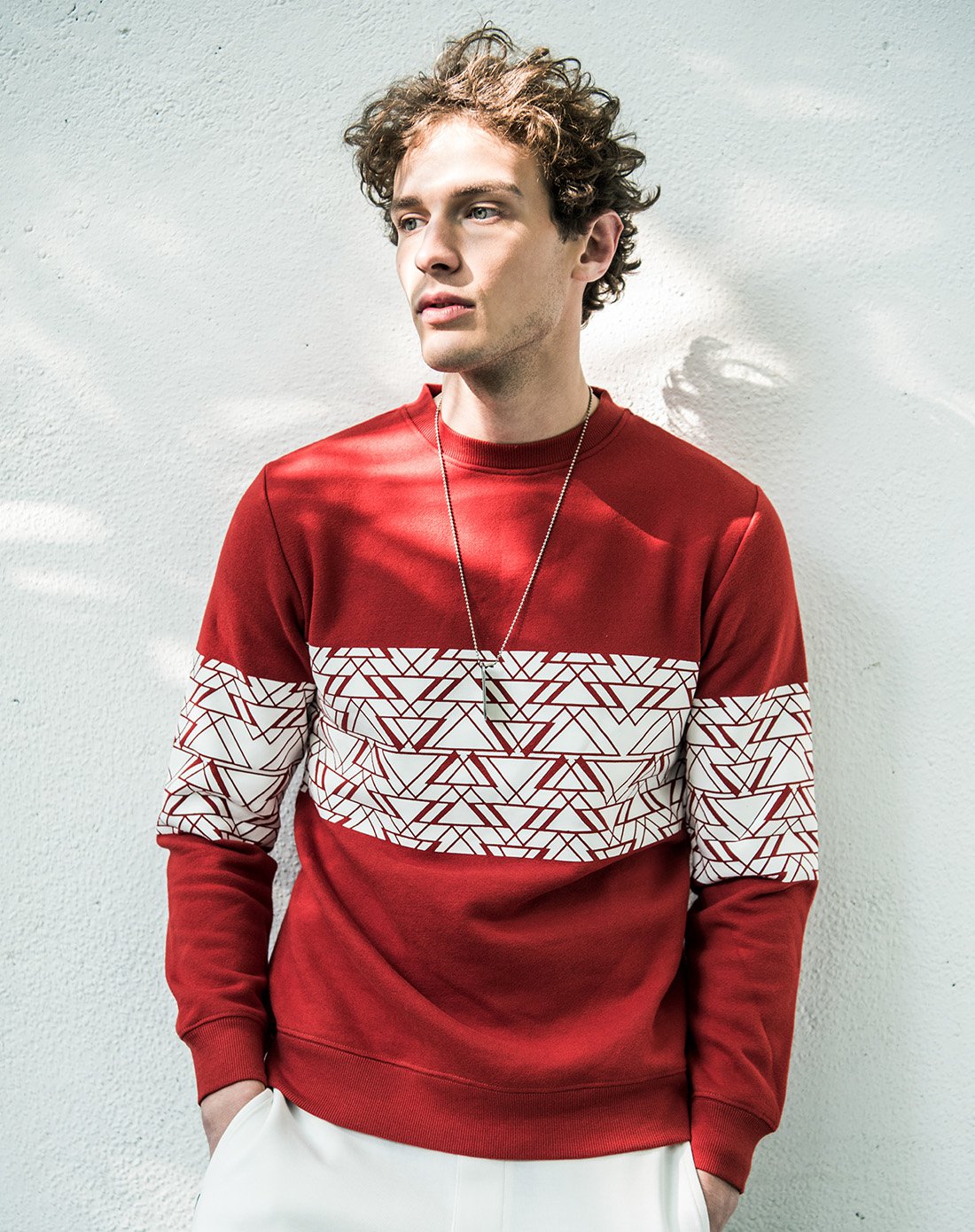 ak男装春秋热销男士长袖拉绒几何图形印花男士卫衣