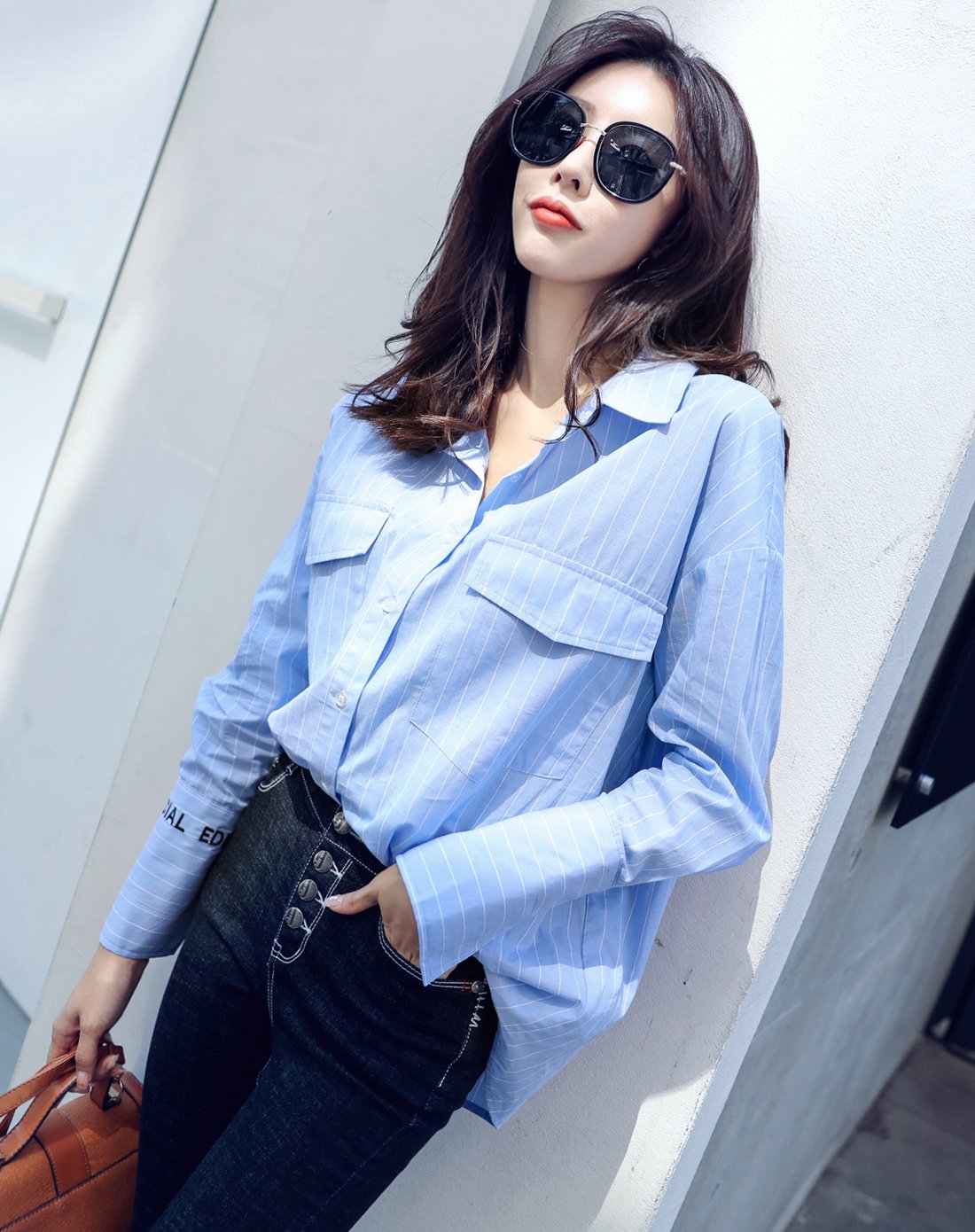 【娜扎明星同款】2018秋季新款韩版女装衬衫春秋夏装淑女风宽松通勤
