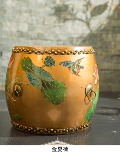 欧式花鸟圆鼓摆件换鞋凳梳妆台凳