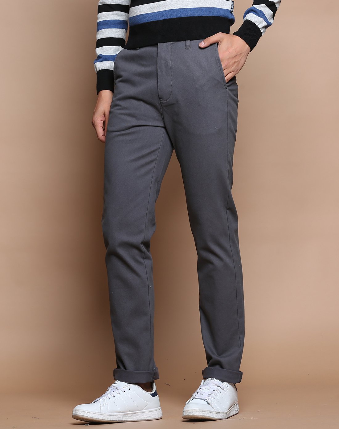 真维斯休闲裤男 冬装男士经典纯棉修身纯色青年韩版潮流男装长裤