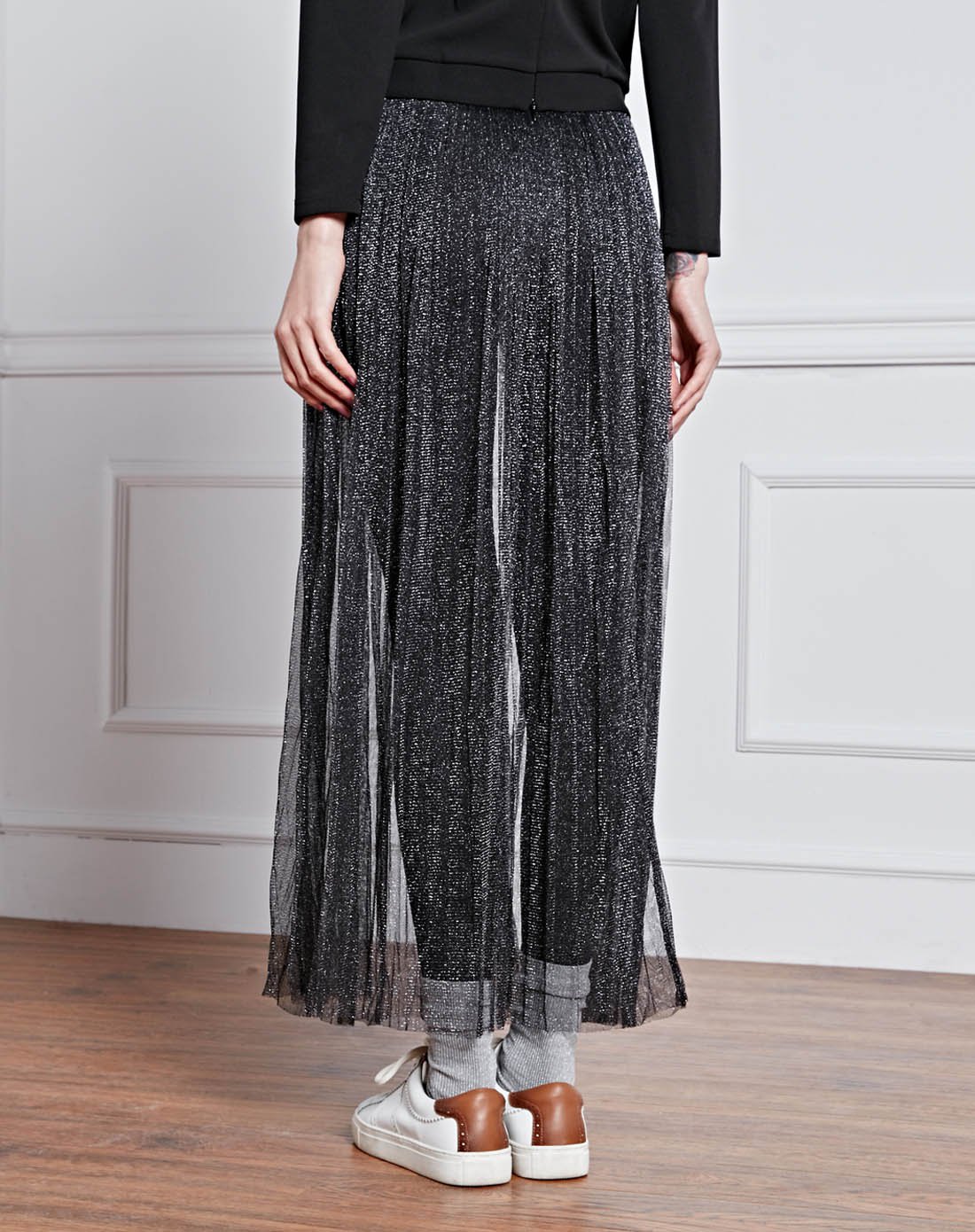 百搭高腰百褶裙时尚网纱潮设计师款半身裙