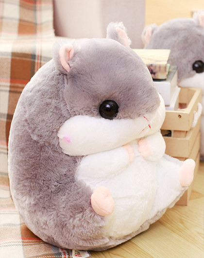 可爱胖仓鼠公仔布娃娃毛绒玩具抱枕睡觉布偶灰色50厘米