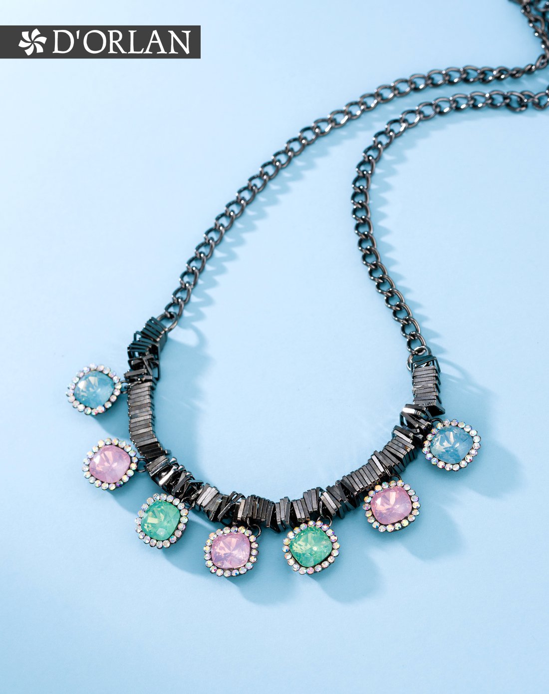 彩色人造欧珀日韩复古个性创意百搭聚会晚会毛衣链项链