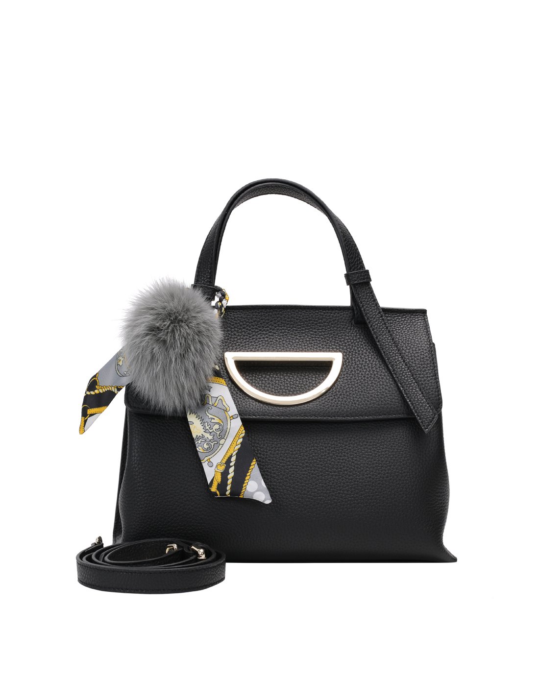 诺贝达roberta di camerino时尚通勤百搭毛球手提包单肩女款女包 包包