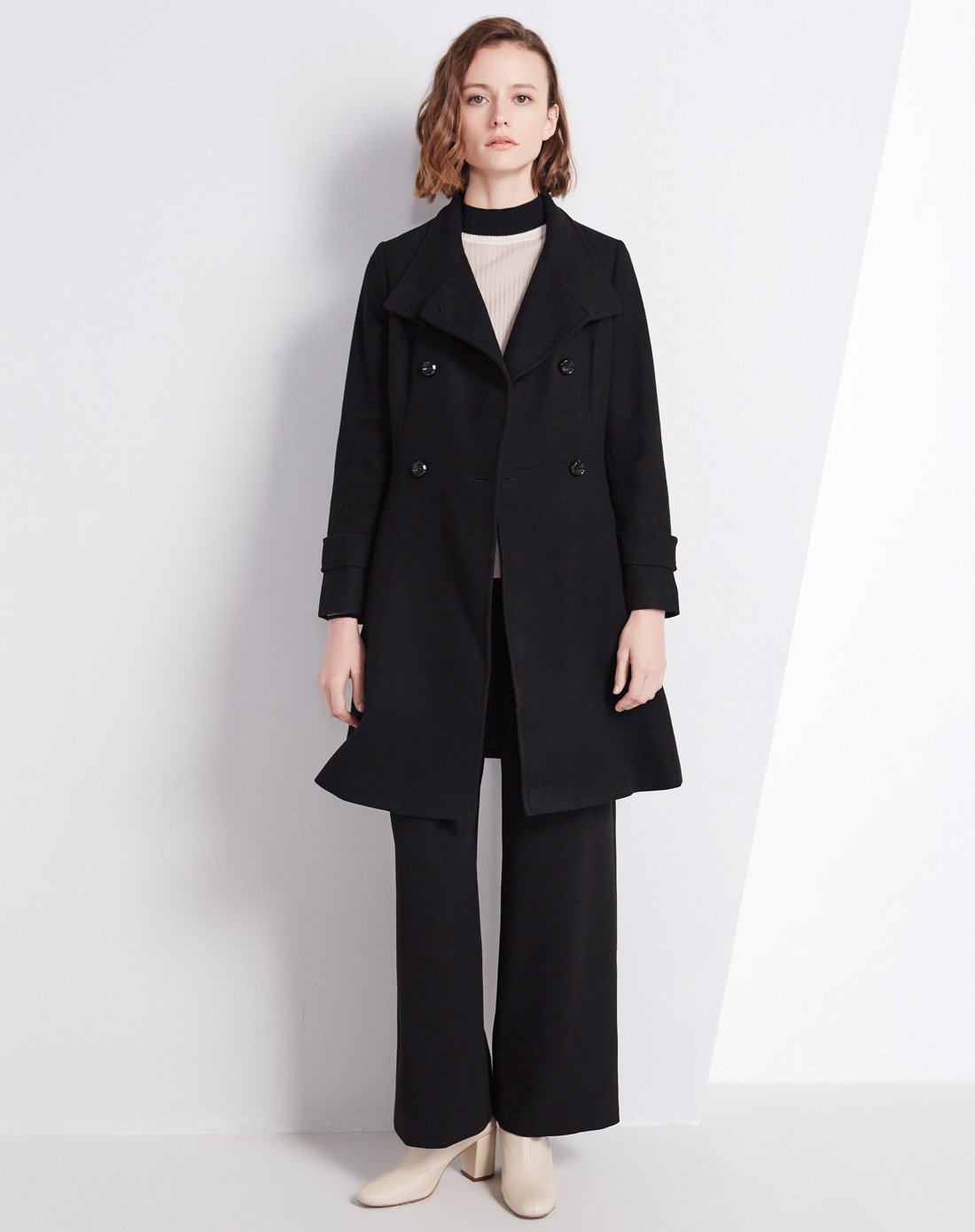 舒朗 时尚气质修身显瘦中长款羊毛大衣