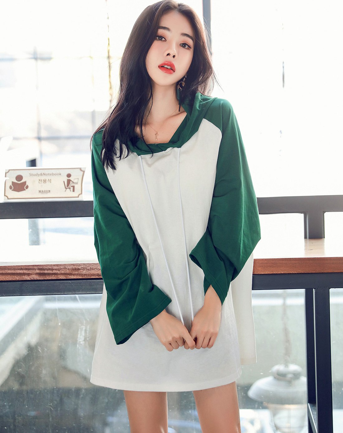 18春新品韩版女装春装春秋街头风宽松显瘦撞色短裙子长袖连衣裙