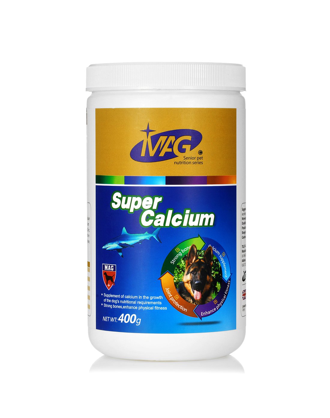 英国mag 超能钙鲨鱼软骨粉 全犬龄用400g