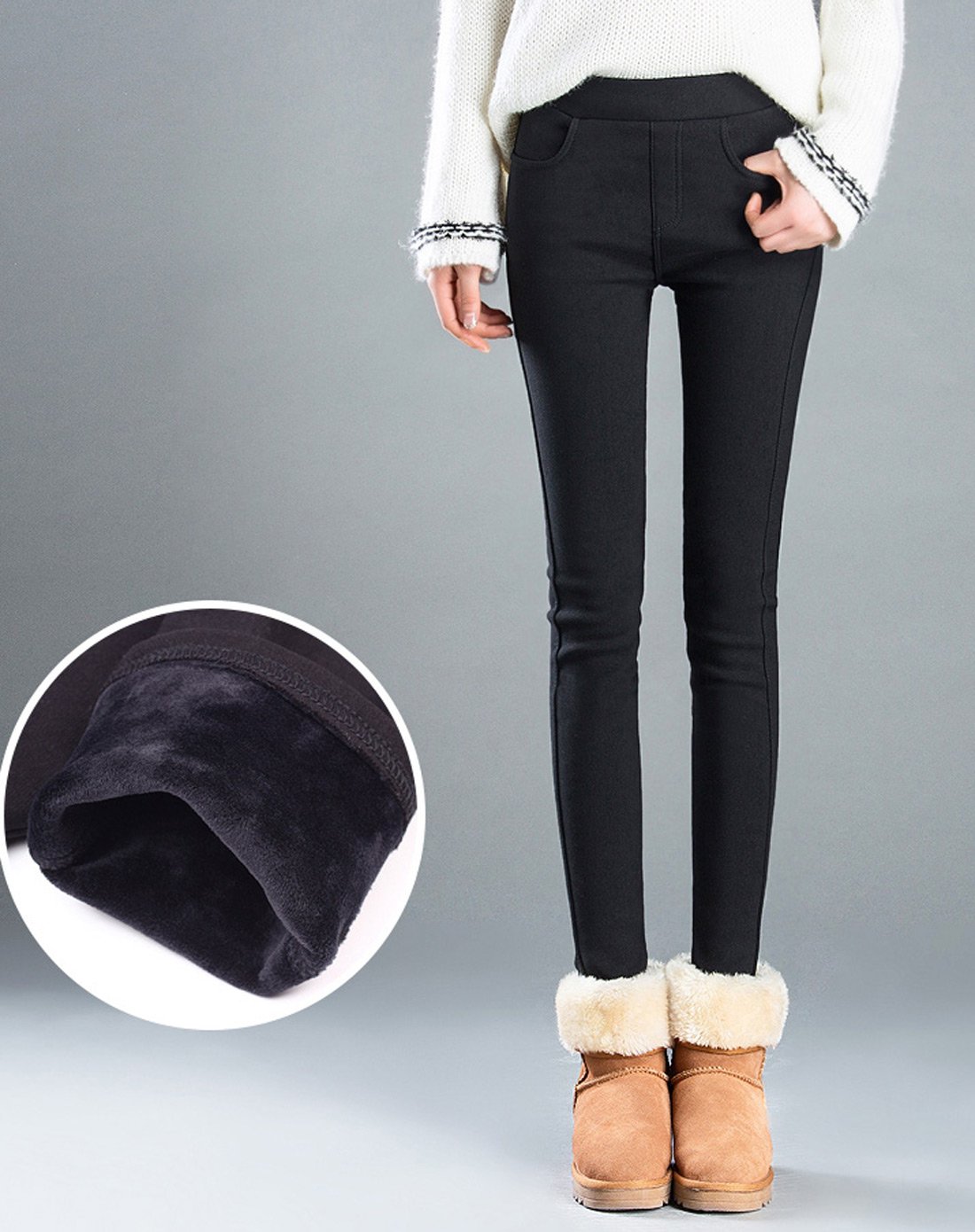 2017热销新款 加绒弹力小黑裤 加厚百搭显瘦铅笔休闲裤