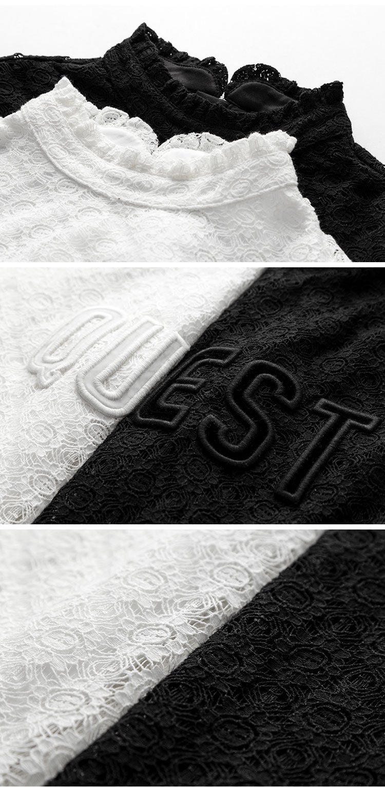 puella半高领蕾丝衫韩版修身九分袖打底衫2t011435黑色_唯品会