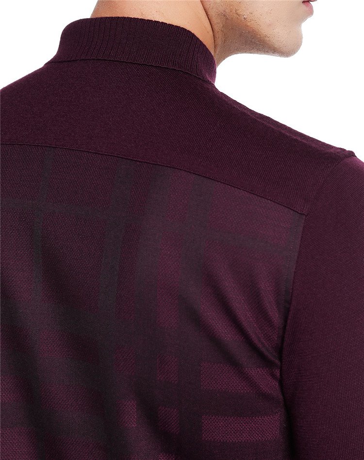 暗紫红色休闲个性长袖衬衫