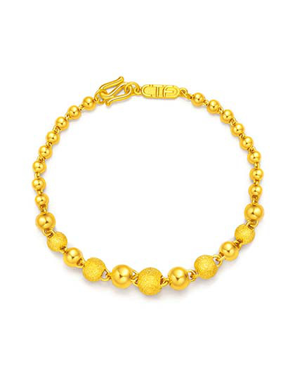 周大福 一生一世 足金黄金串珠手链(计价)