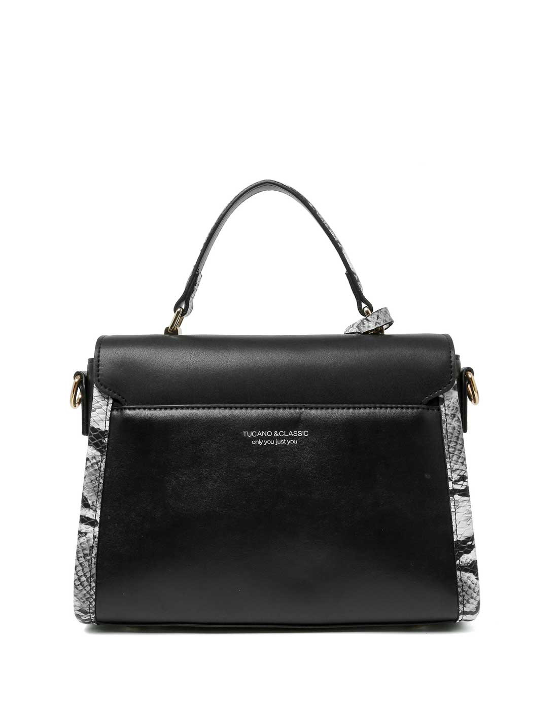 啄木鸟tucano时尚翻盖蛇纹挂饰牛皮手提女斜跨小方包hbl0121-50b_唯品