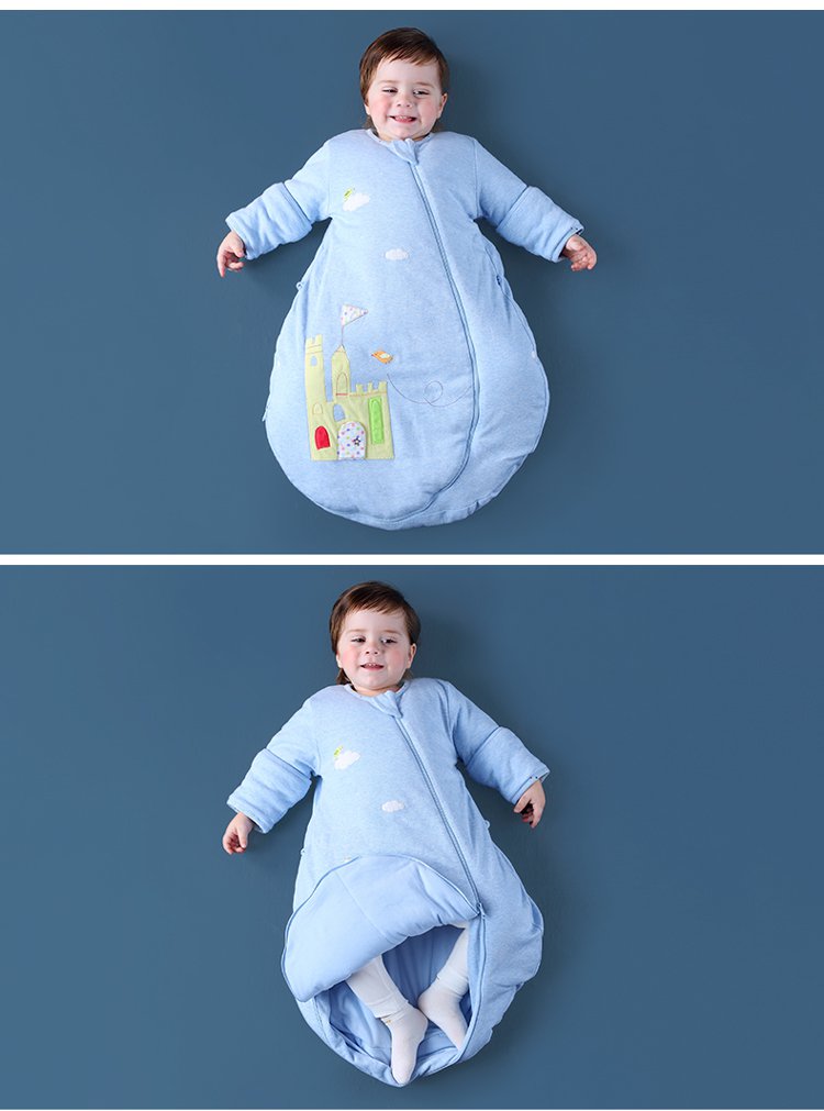 米乐鱼米乐鱼 婴儿睡袋 秋冬一体立体可拆袖夹棉睡袋 宝宝睡袋 防踢被