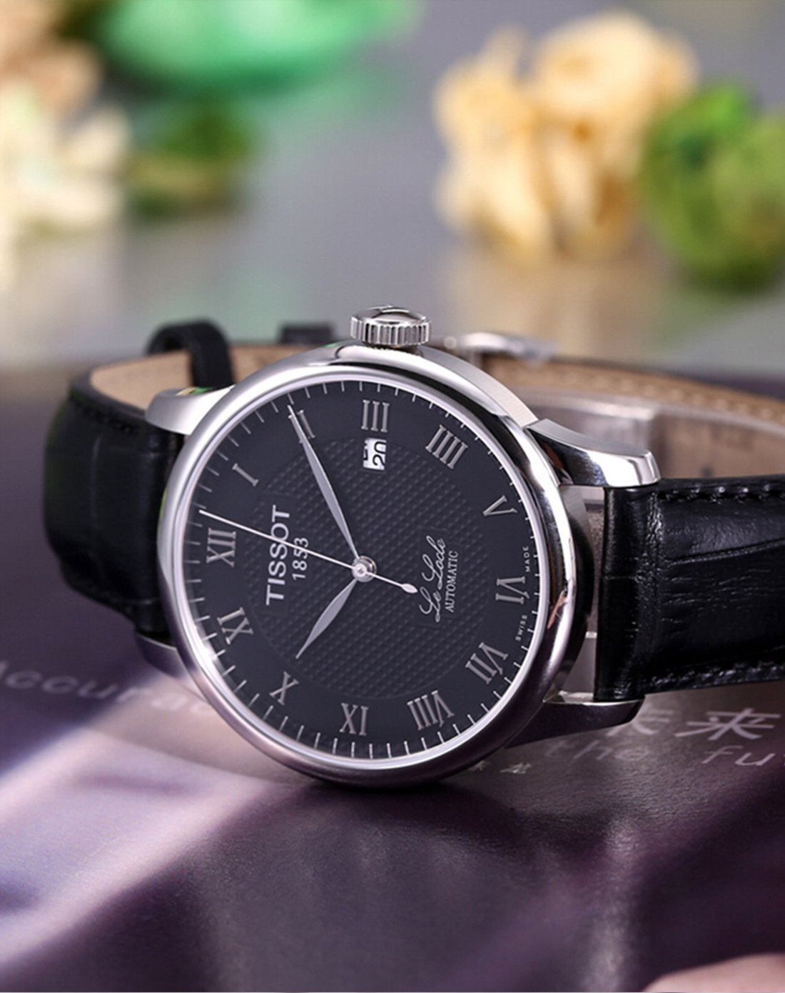 tissot 力洛克系列黑盘皮带机械男表t41.1.423.53