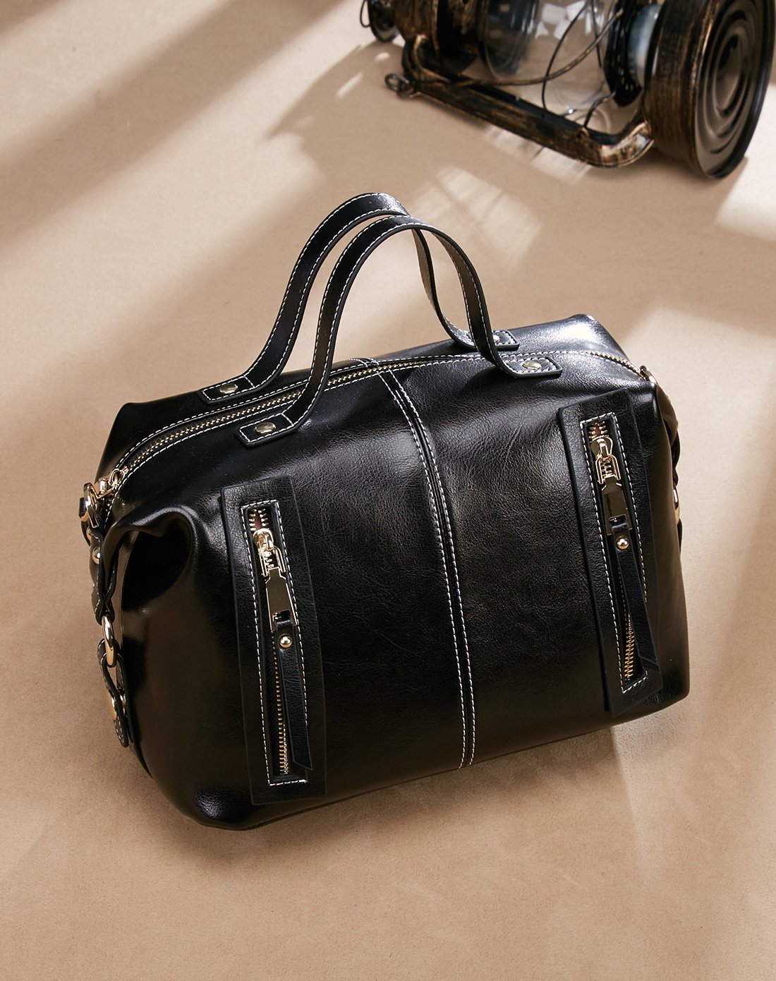 阿尔皮纳袋鼠新款油蜡牛皮单肩斜挎包包时尚潮流女士手提女包