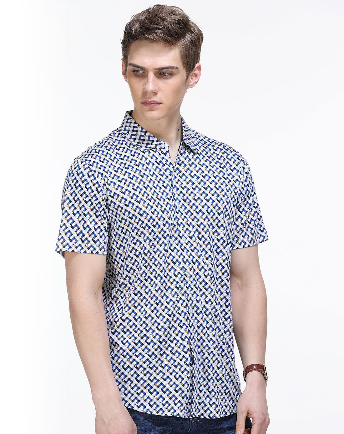 卡丹路男装专场 卡丹路休闲时尚男式短袖衬衫(针织)