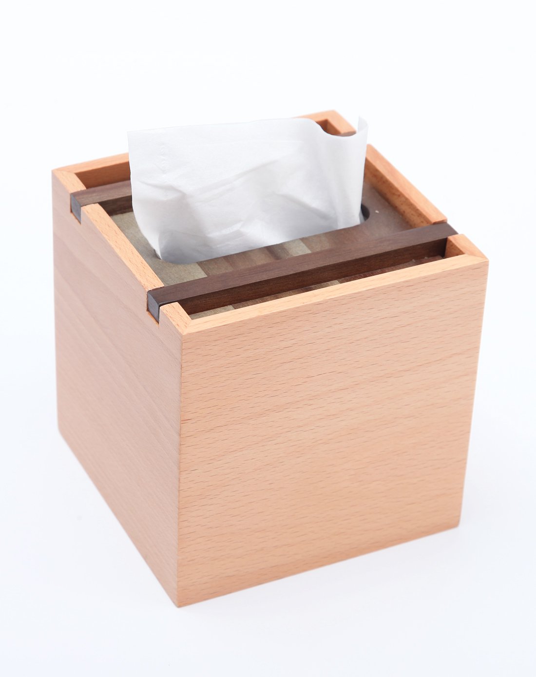 原义榉木相思木创意纸抽盒欧式抽纸盒茶几桌面客厅 正方形原木纸巾盒