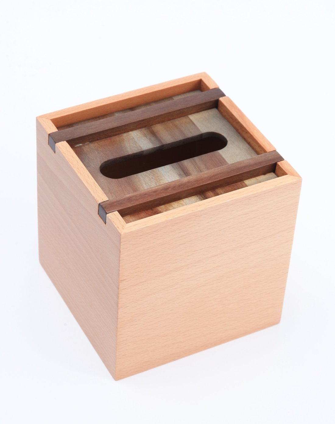 原义榉木相思木创意纸抽盒欧式抽纸盒茶几桌面客厅 正方形原木纸巾盒