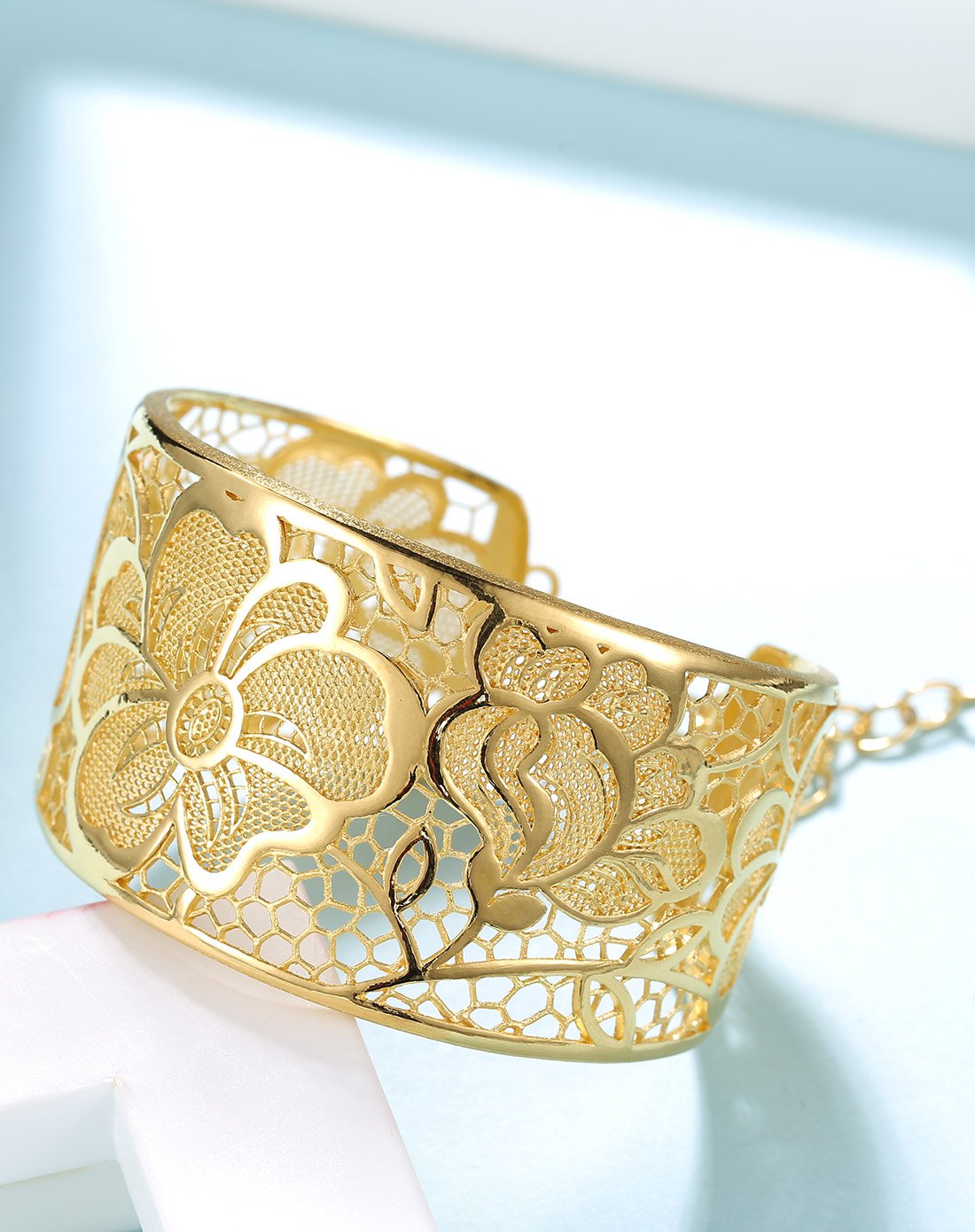 牡丹花丝 足金手镯-计价