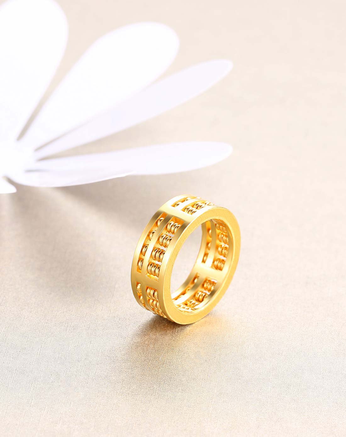 潮宏基 如意算盘 足金黄金戒指-计价