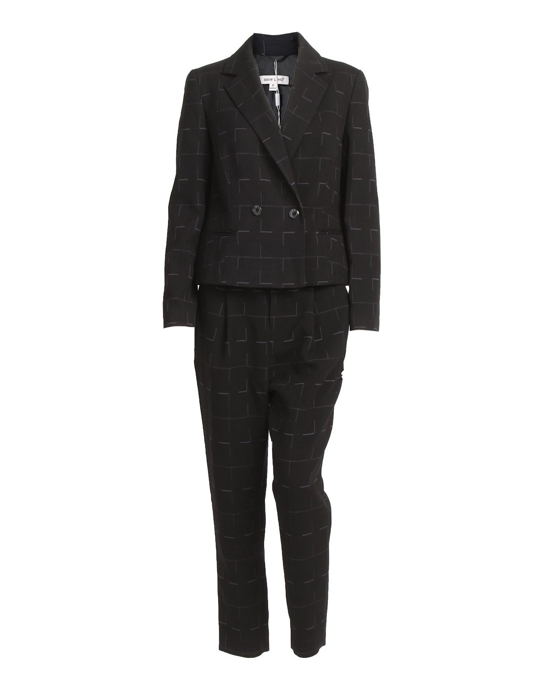 舒朗【2018年专柜同步】简约百搭知性格纹套装西服直筒裤