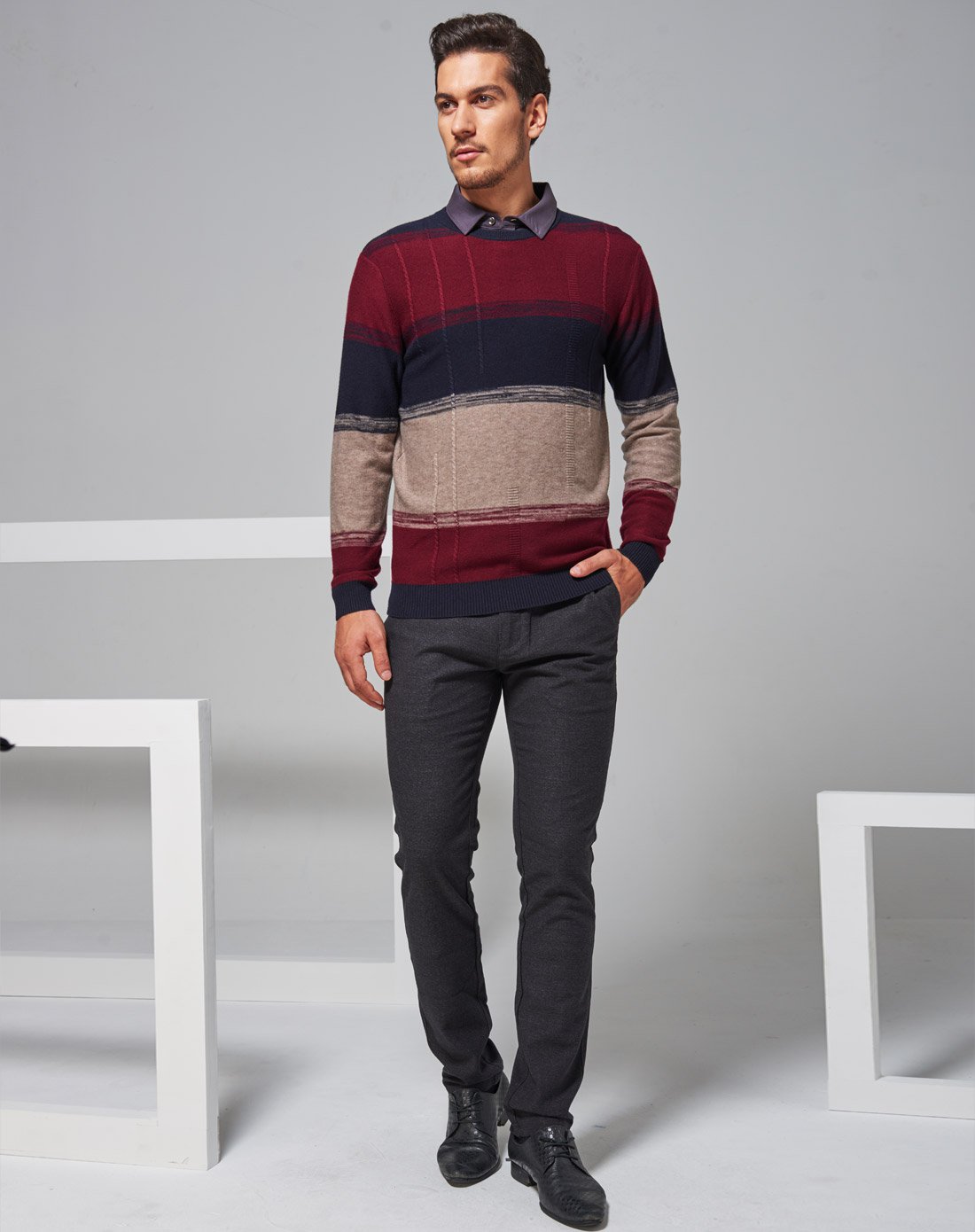 爱登堡edenbo男装秋尚新专场男士毛衣休闲修身上衣打底衫男3521380504