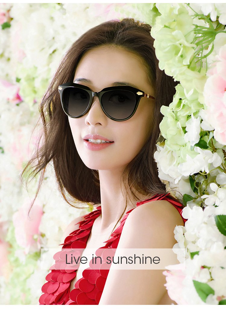 防晒款海伦凯勒眼镜【唯品专属】女士款时尚优雅气质墨镜明星同款黑框