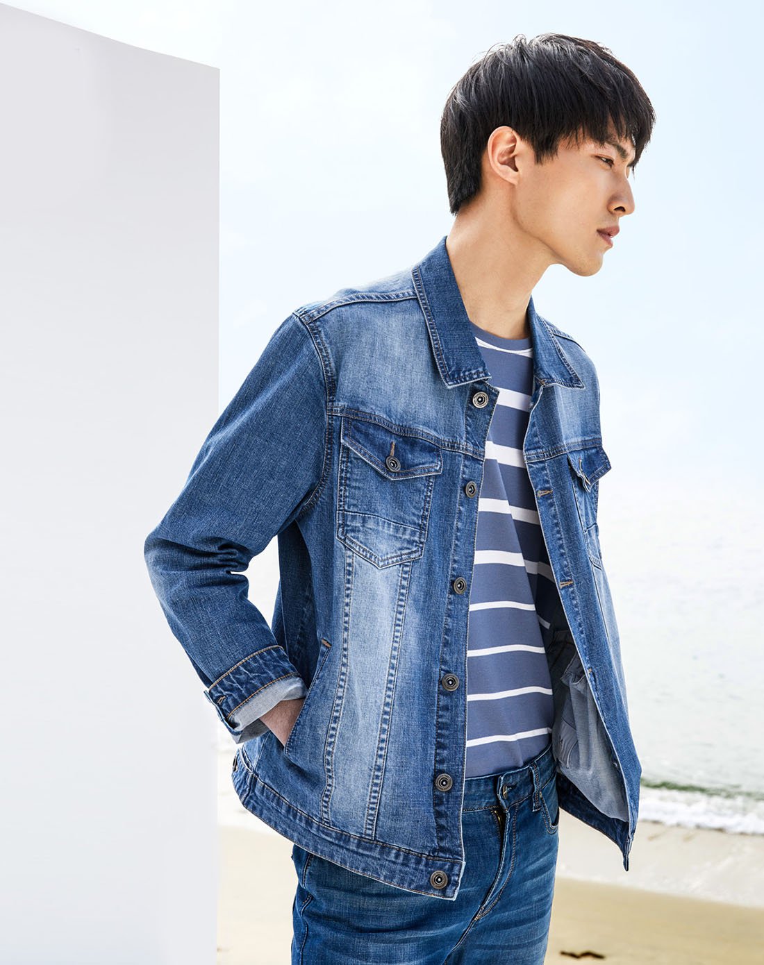 hla海澜之家男装时尚旗舰店2018春季新品经典水洗牛仔外套舒适男士