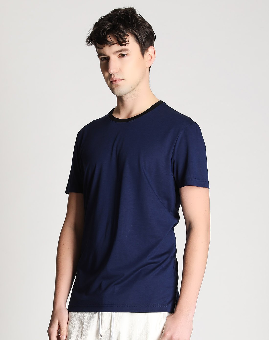 天丝棉混纺品质纯色百搭圆领短袖t恤