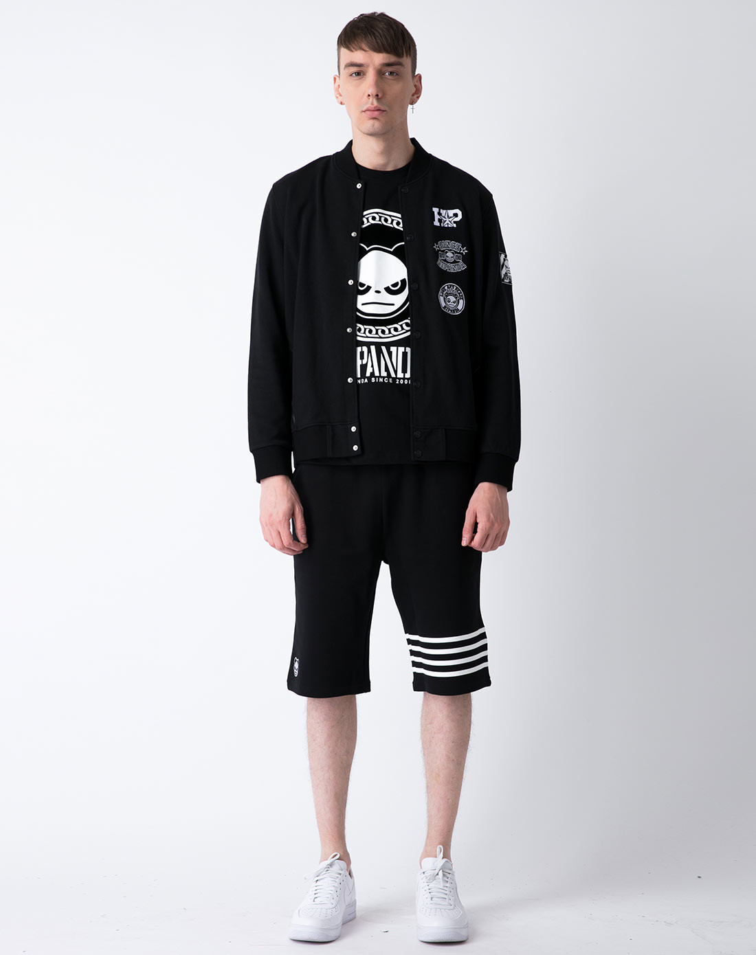 hipanda 你好熊猫 设计潮牌 新品 男款 切割多标棒球服