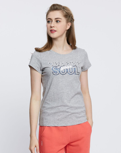 真维斯 女装全棉圆领印花短袖t恤