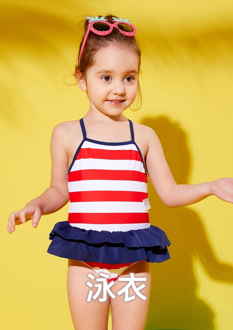 mini balabala 迷你巴拉巴拉女童泳衣夏季宝宝连体泳衣防晒比基尼游泳