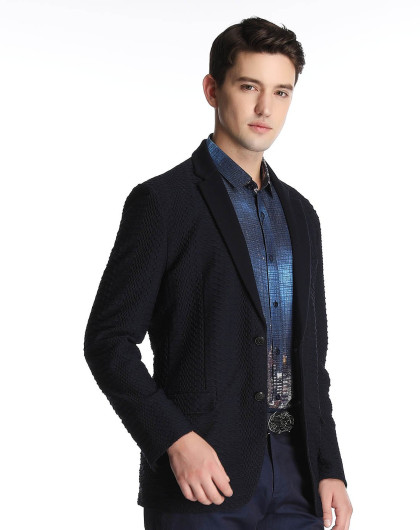 文雅时尚不规则立体纹男士单西服