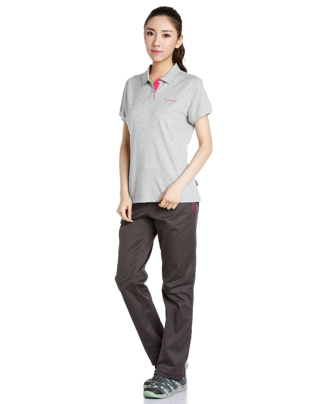 探路者toread 专柜同款 透气速干 女款短袖t恤 浅花灰 xxl