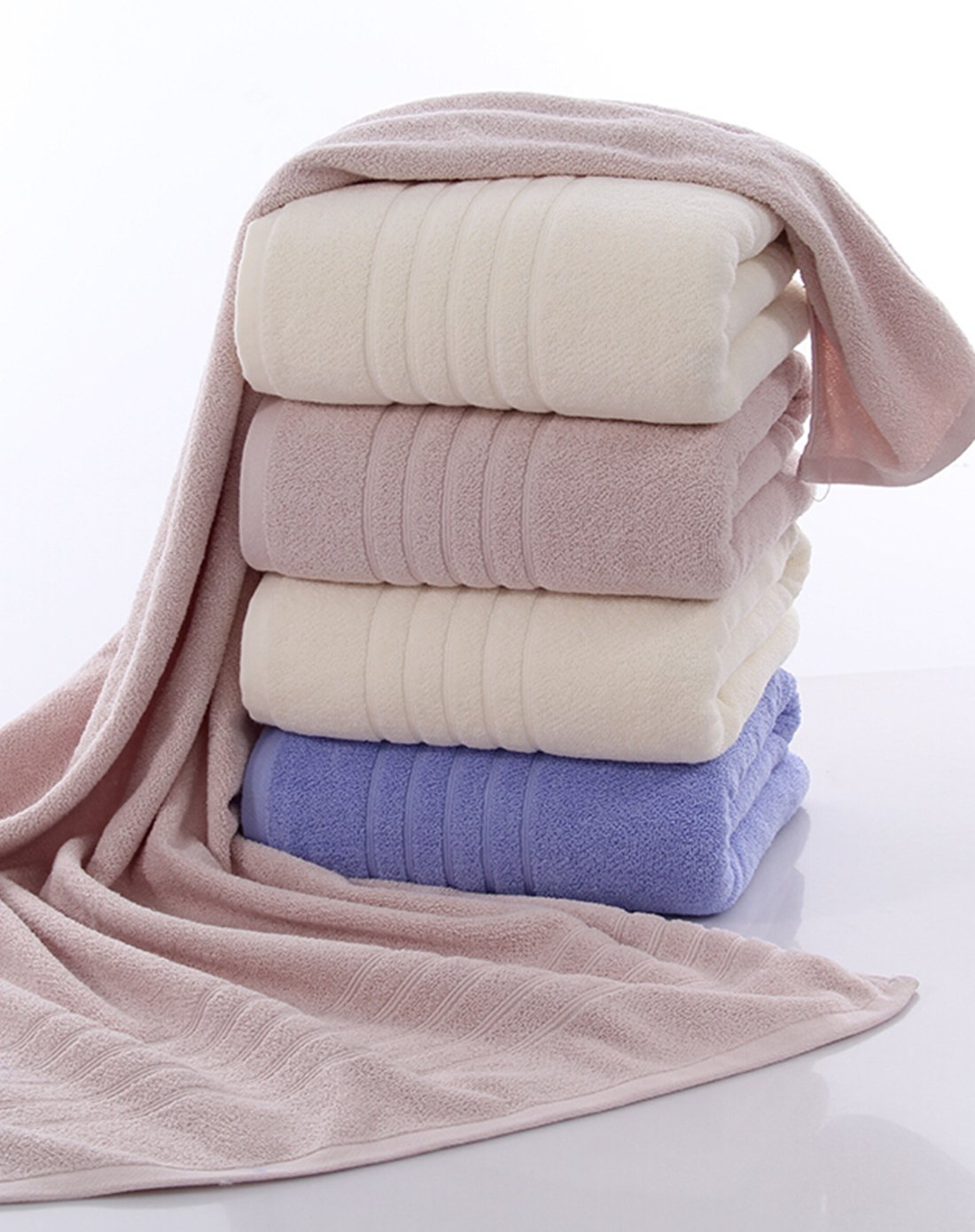 蔻姿 时尚全棉加厚加大吸水素色浴巾 70*132cm 全棉浴巾