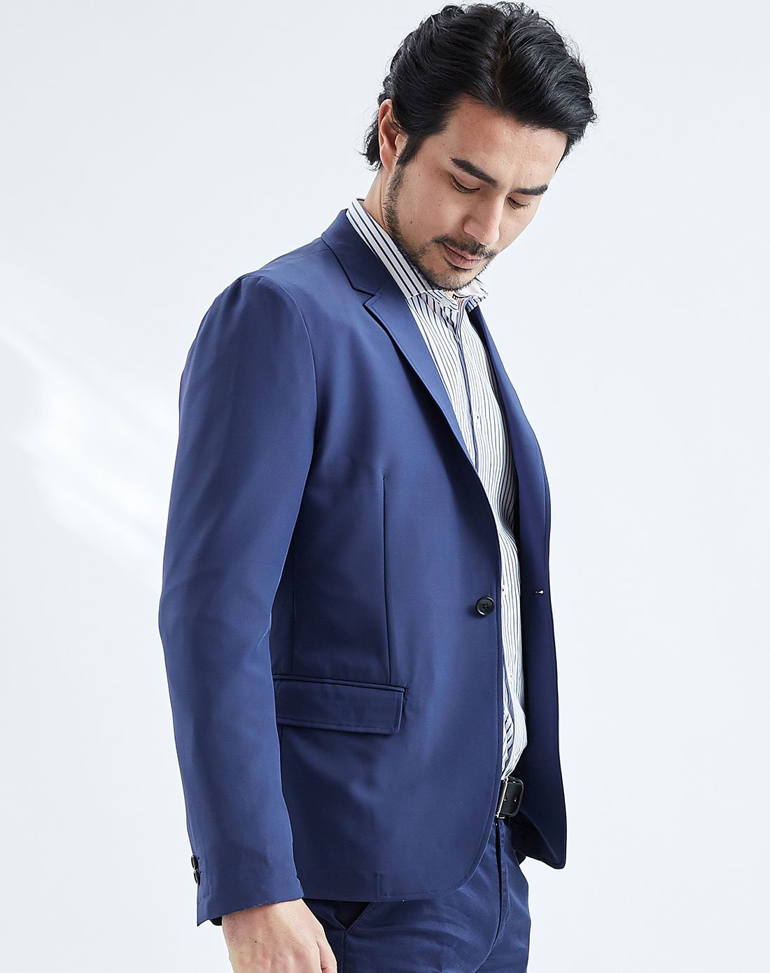 棉先生 经典后开叉纯色西服 藏青 l