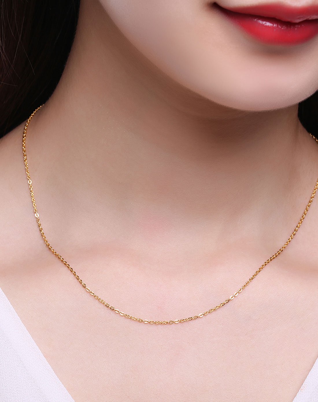 潮宏基 缤纷黄金十字链项链 黄金项链足金配链女-计价