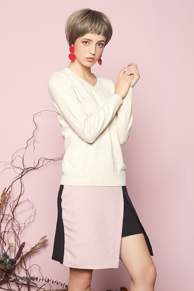 纽妃诗newface羊绒女装特卖旗舰店清野颜系列 春季休闲优雅经典基础