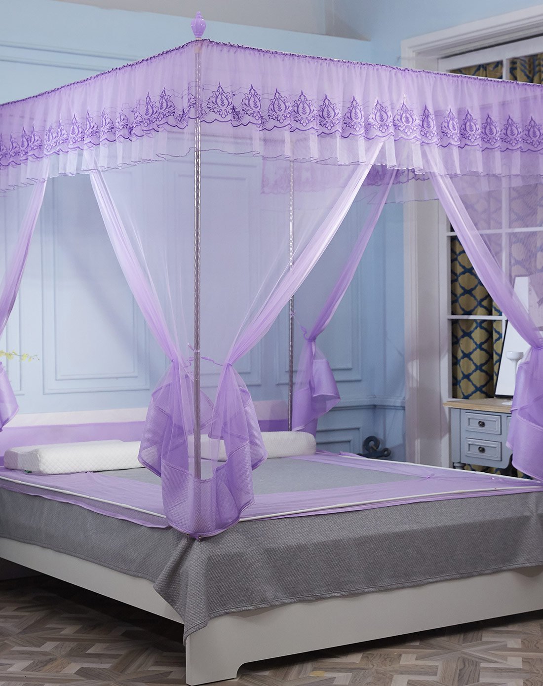 花样华年三开门拉链式式宫廷式蚊帐