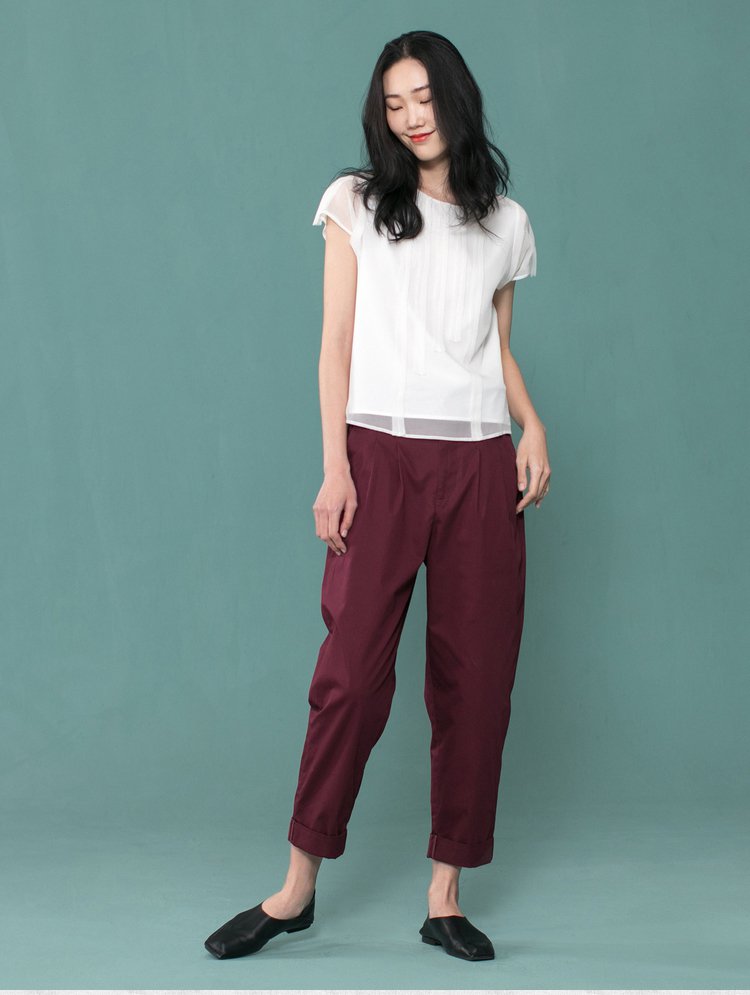文艺简约休闲百搭全棉女纯色通勤八分裤