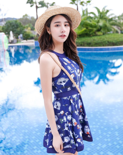 ba2潮流瑜伽&泳装专场ba2 露肩印花款 连体式 沙滩海边泳衣裙ba2-8110