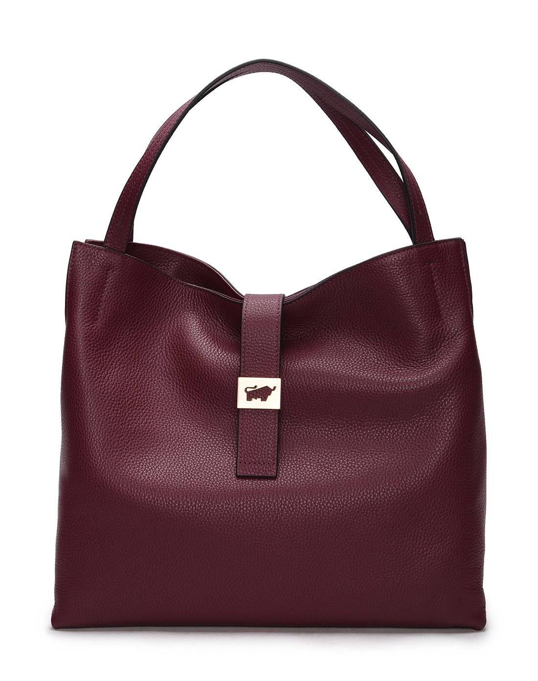 布兰施braun buffel 女士休闲时尚搭扣牛皮新月包单肩包 酒红 均码