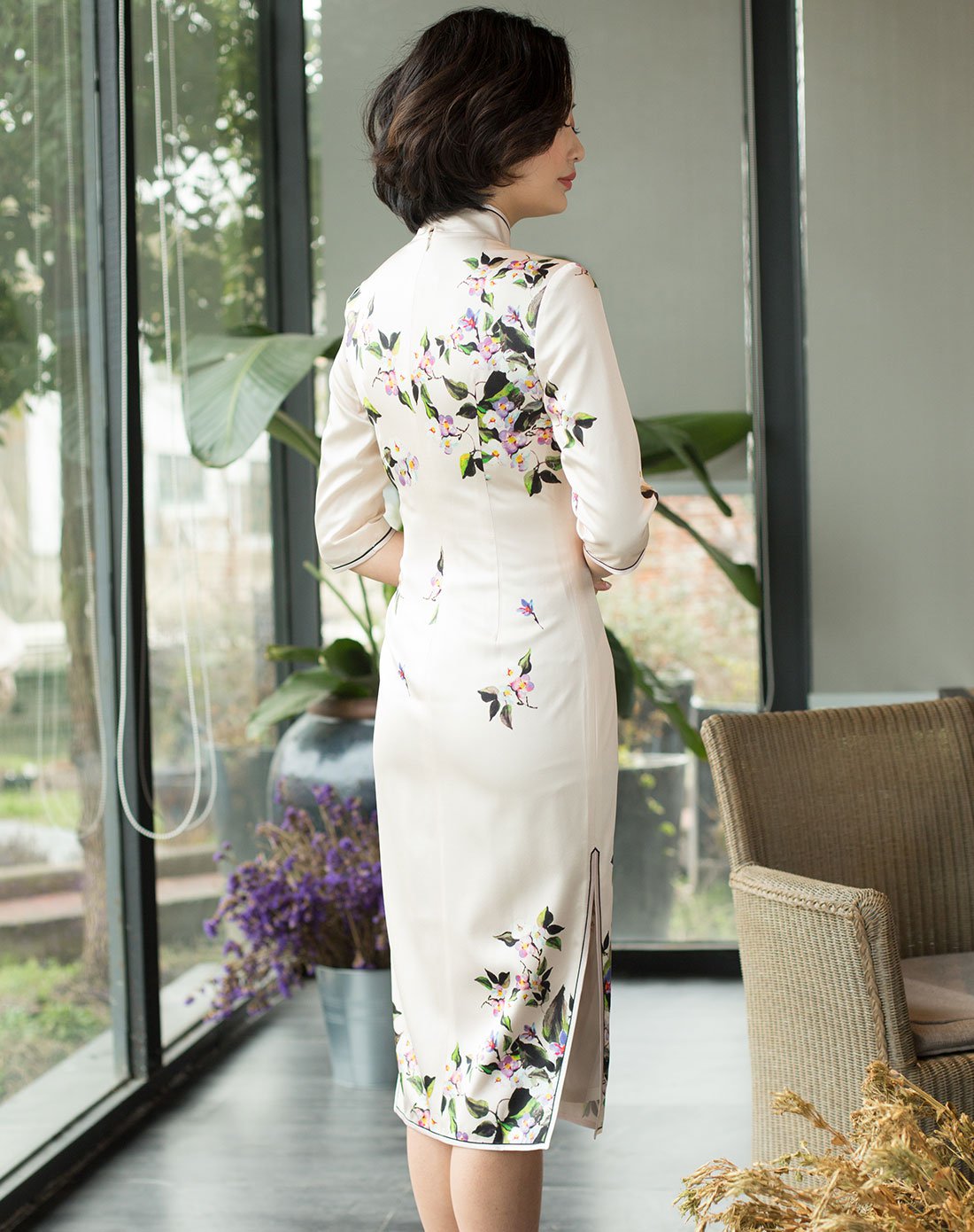 逸红颜 莺语 2018女款原创真丝旗袍裙春季中袖民国旗袍