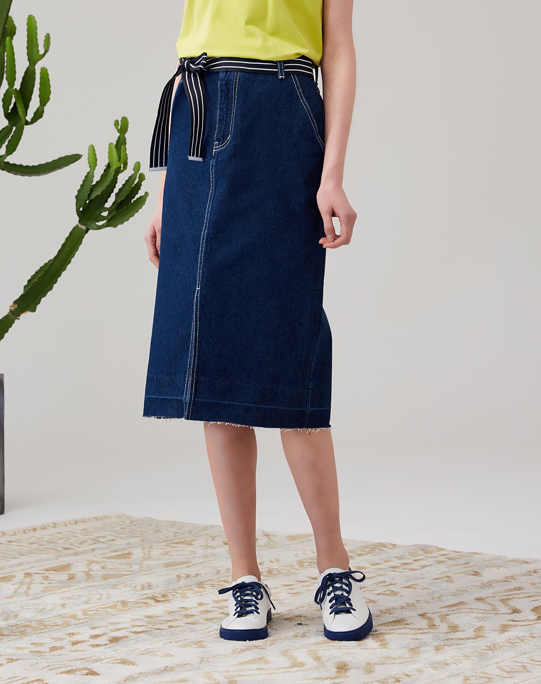 夏装新款中长款半身裙女h型自然腰包臀裙棉女式半截裙