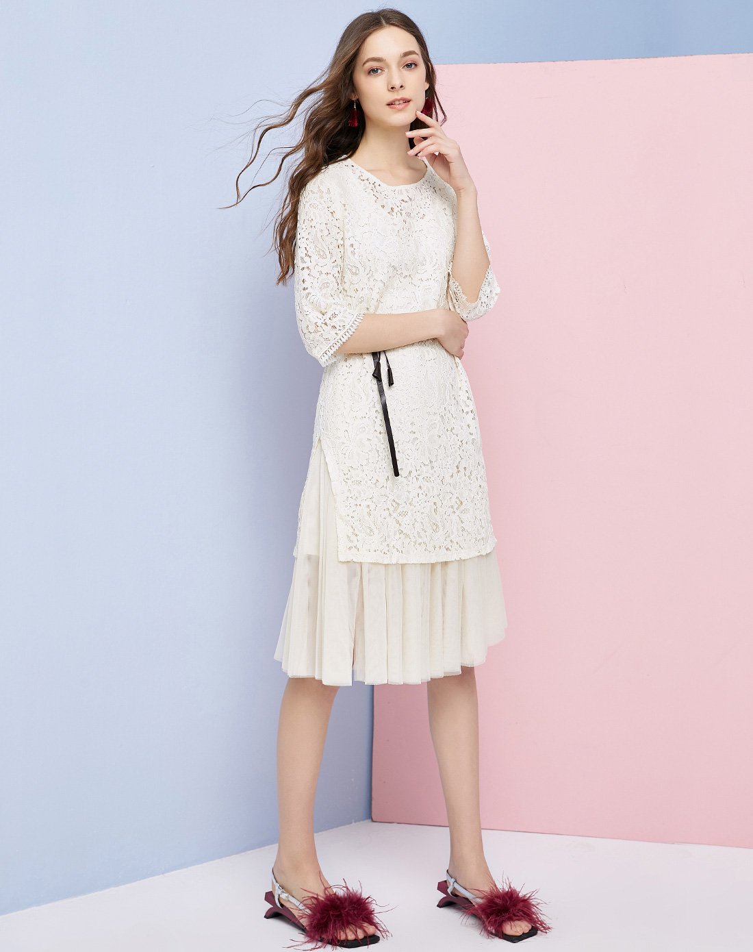 时尚性感镂空雪纺连衣裙