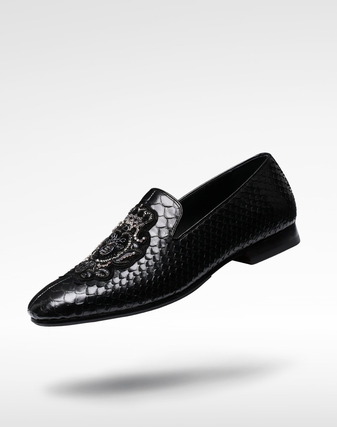 私人定制 蟒蛇纹个性真皮时尚花纹商务一脚蹬皮鞋