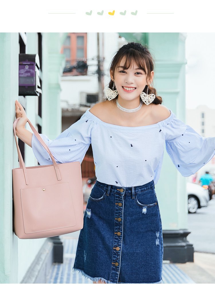 森马女款单肩包女包托特包简约包包女2018新款少女清新休闲手提女包