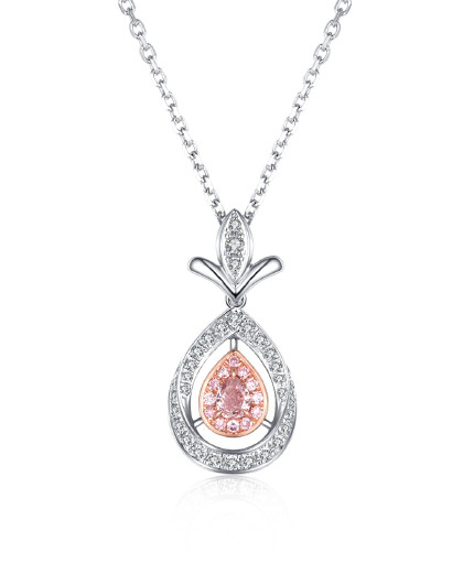 伊士蔓 18k金水滴形时尚吊坠/彩钻/粉钻/钻石吊坠 定制