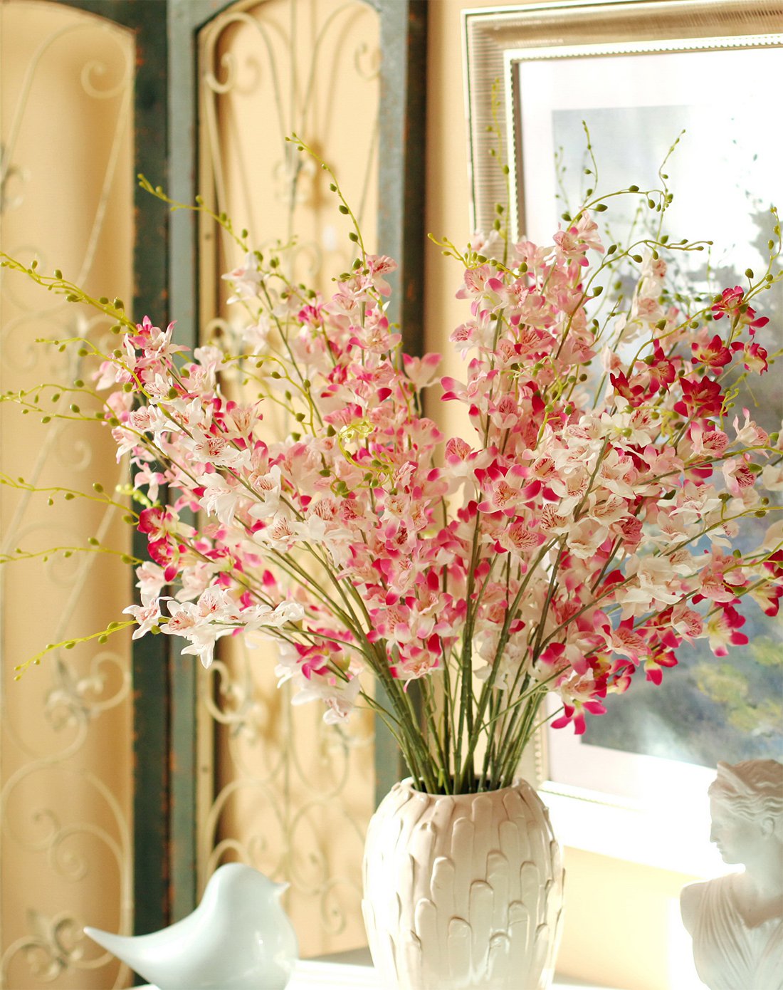 北欧石斛兰仿真花束客厅装饰盆栽摆件非干花假花艺 不含瓶